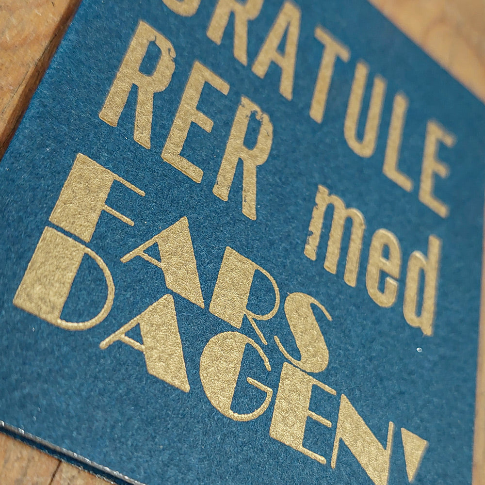 Farsdagskort - Gulltrykk, med malje!