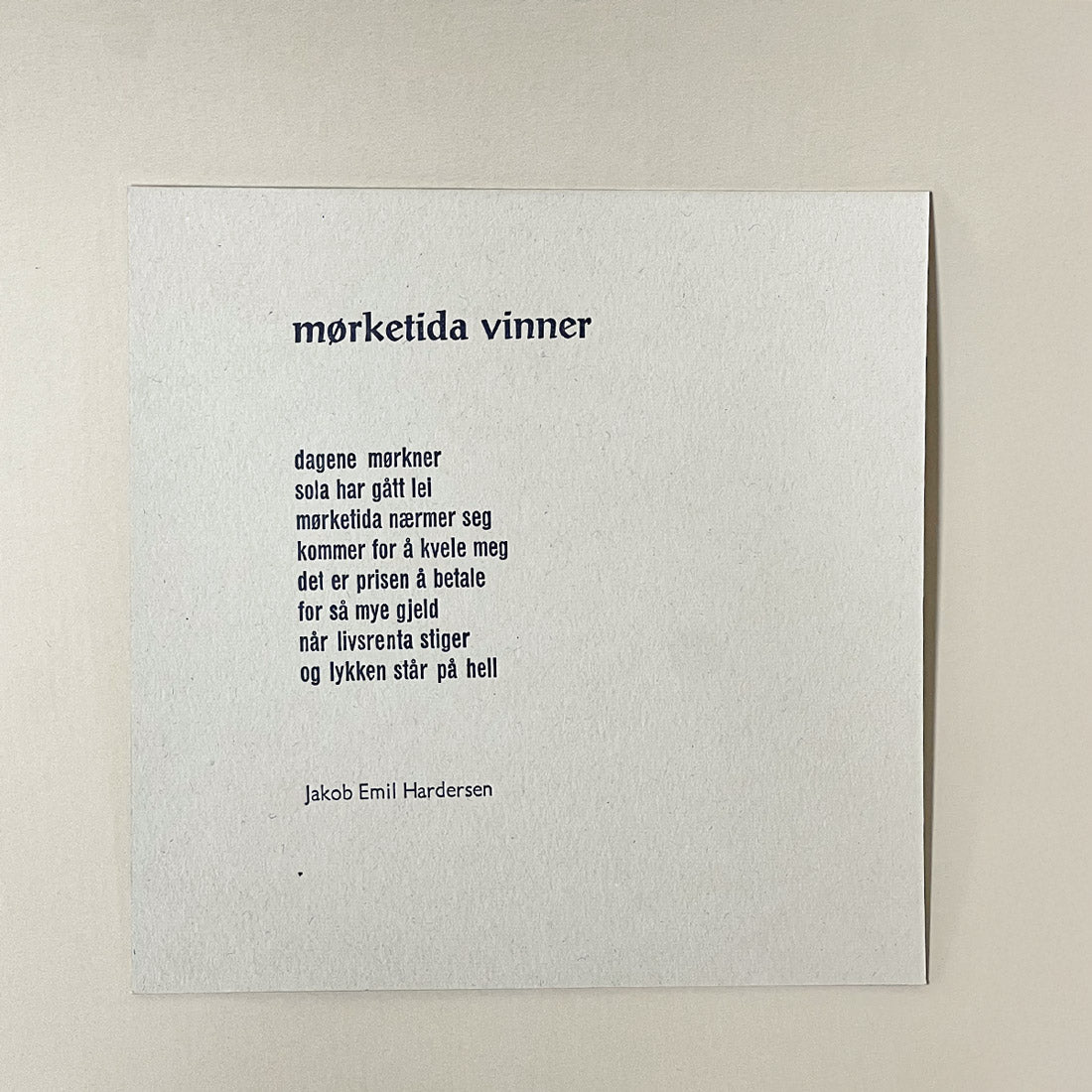 Sakte Ord - Jakob E Hardersen - Mørketida Vinner