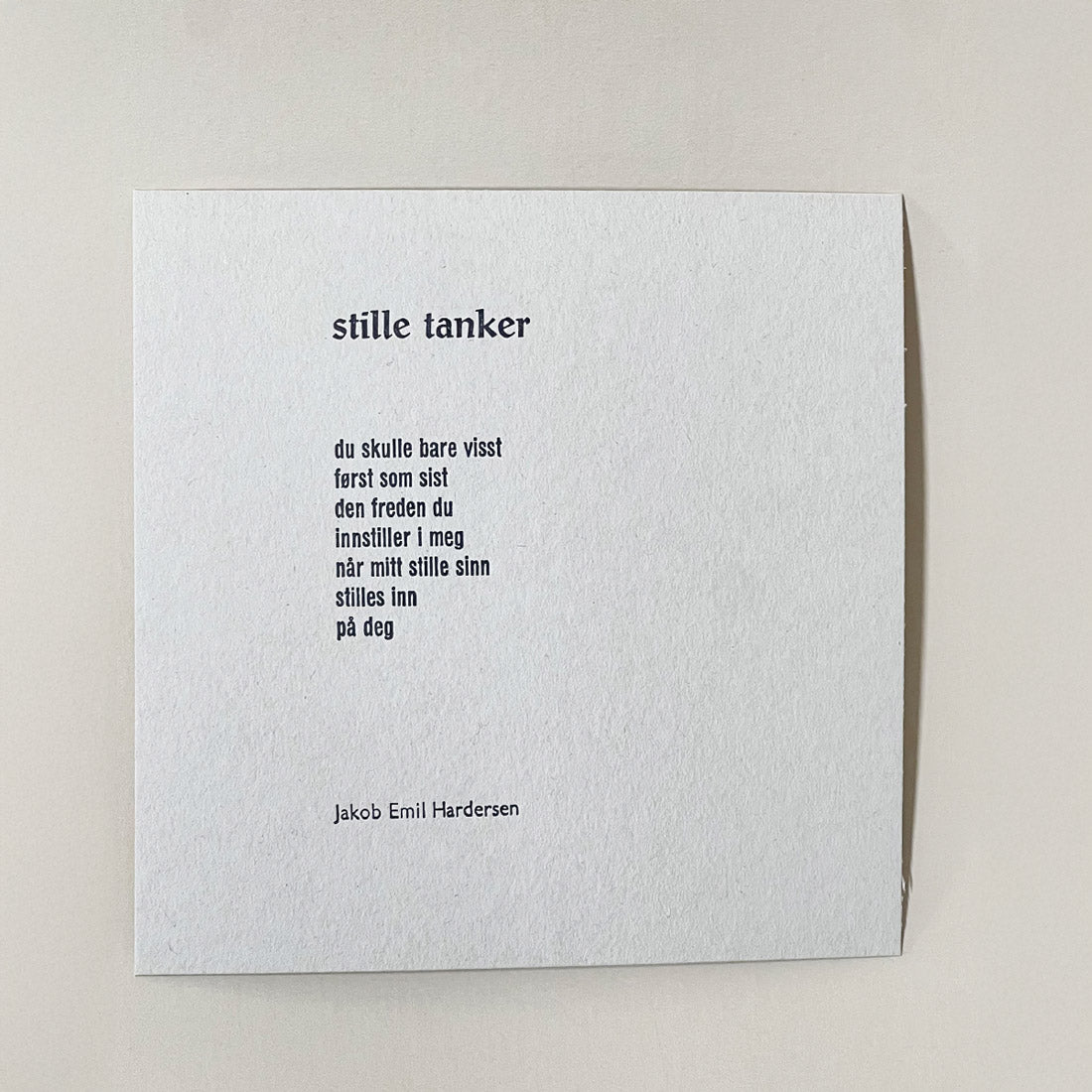 Sakte Ord - Jakob E Hardersen - Stille Tanker