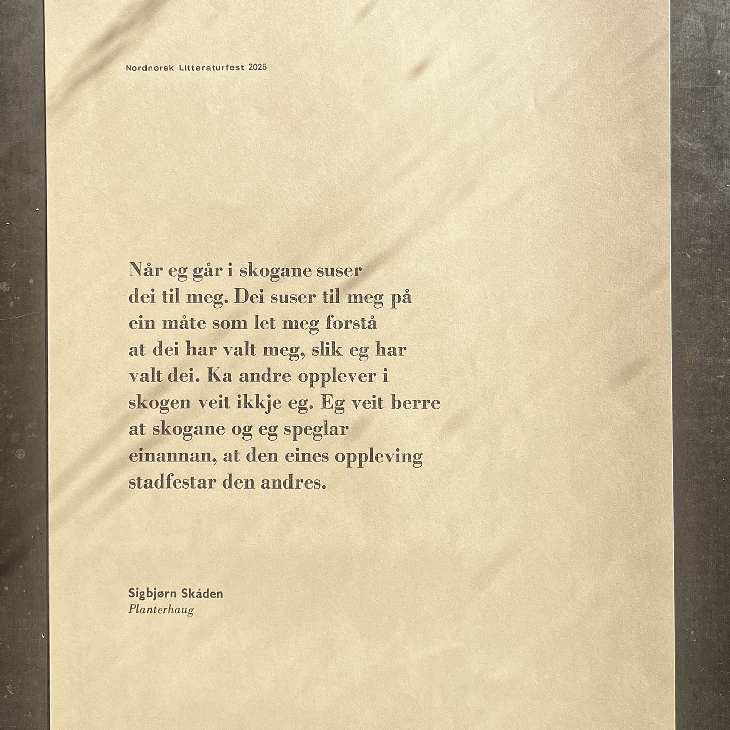 Nordnorsk Litteraturfest - Sigbjørn Skåden - Plakat