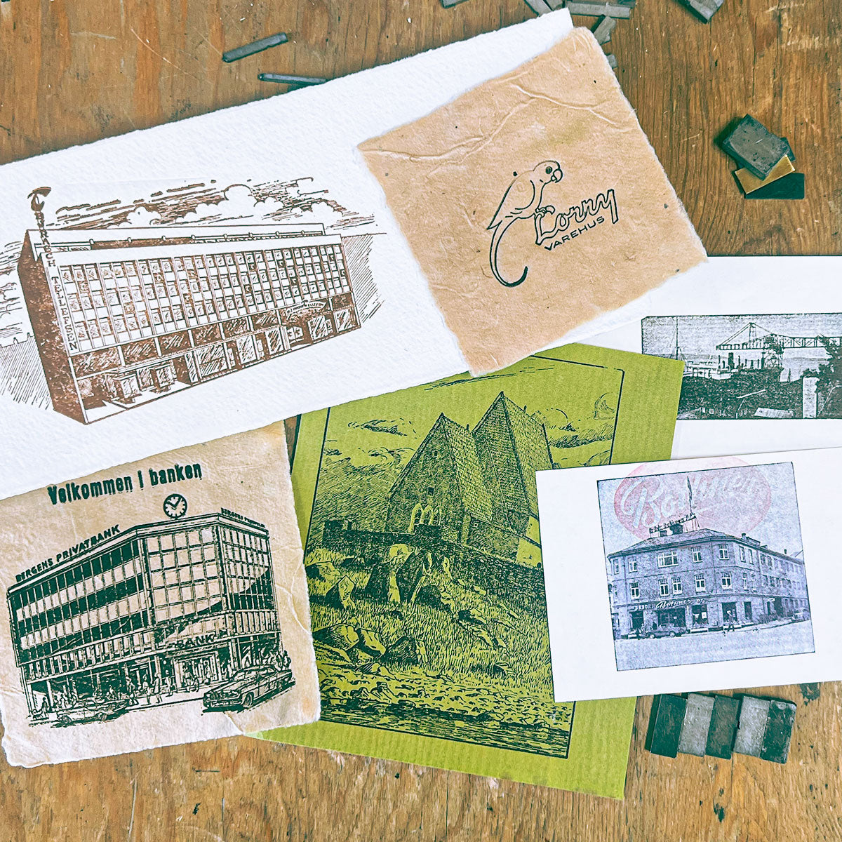 Gamle bygninger i Harstad. Kreativt boktrykk/Letterpress workshop hos Trøkk 16